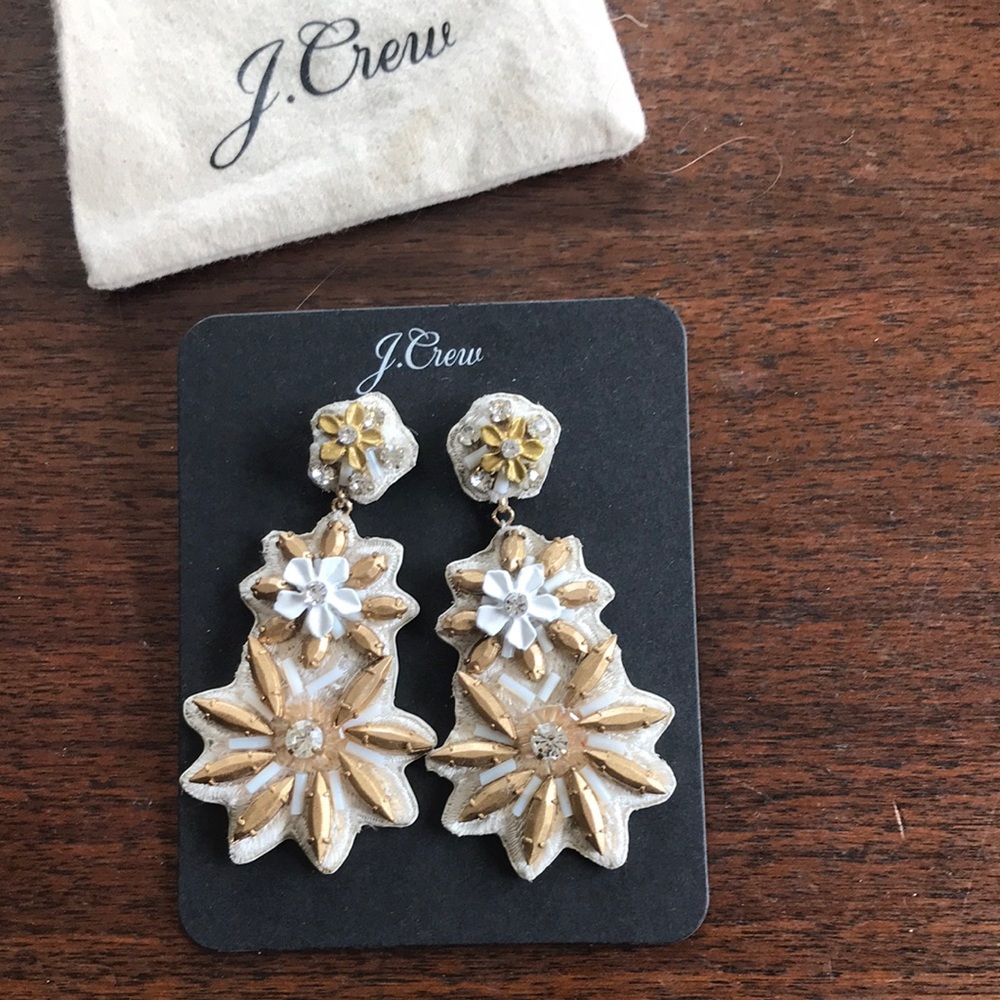 J. Crew Golden Blossom Statement Earrings NWT